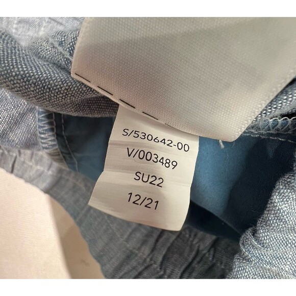 Athleta Cabo Linen Jogger Blue Sz 8 Pull On High Rise Drawstring Coastal Travel - Picture 7 of 14